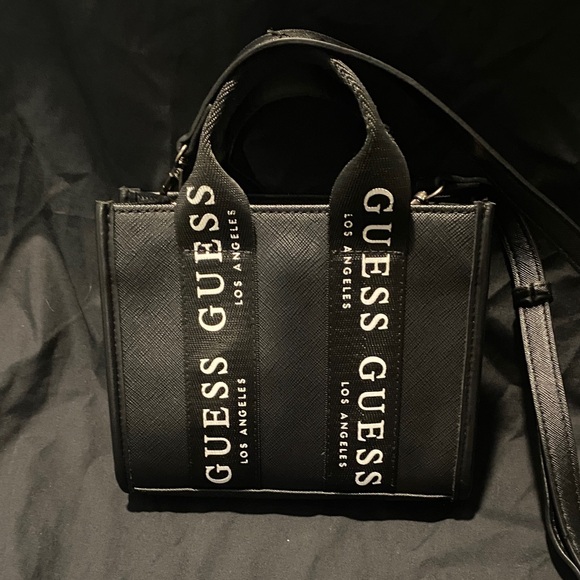 Guess Handbags - Guess Black Logo Strap Mini Tote